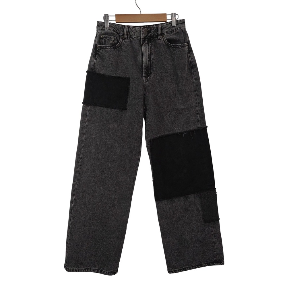Garage Womens Gray Cotton Wide Leg Jeans 27x28 Patchwork Street Grunge Y2K